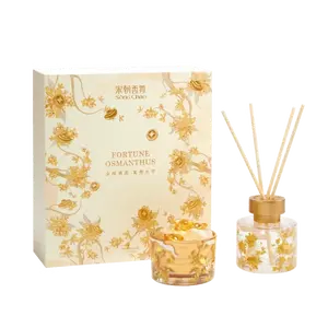 SONG CHAO Osmanthus Fragrance Gift Set - Lunar Blossom Scented Candle & Diffuser Stone - Perfect New Year Gift
