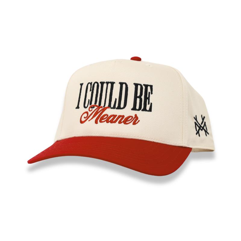 I Could Be Meaner MadHatter's Embroidered Snapback Adjustable (Up To A Size 8 Head) Premium Trucker Hat