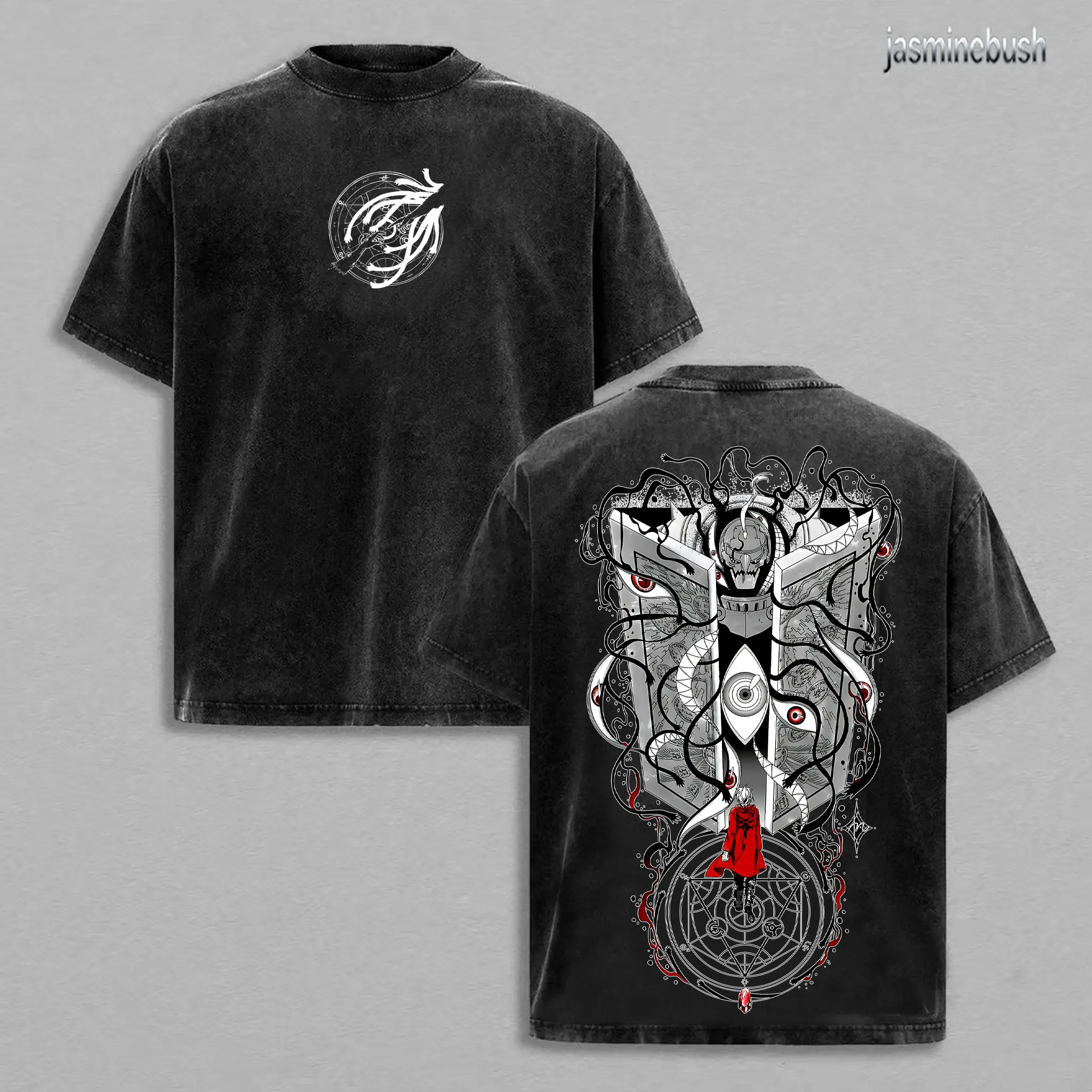 Edward Elric Gate of Truth Shirt – Fullmetal Alchemist Oversized Washed Heavyweight Cotton Tee