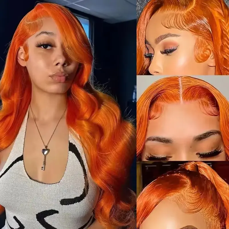 [30" Ginger Wig Only $126]Kdmidun Orange Ginger Human Hair Wig Body Wave 13x6 Lace Front Wig Human Hair Orange Color HD Transparent Lace Frontal Human Hair Wigs for Black Woman PrePlucked Wig #Summervibes tiktokshopspringglowup Curly Wig