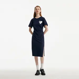 Split Gathered Waist Knitted Midi Dress