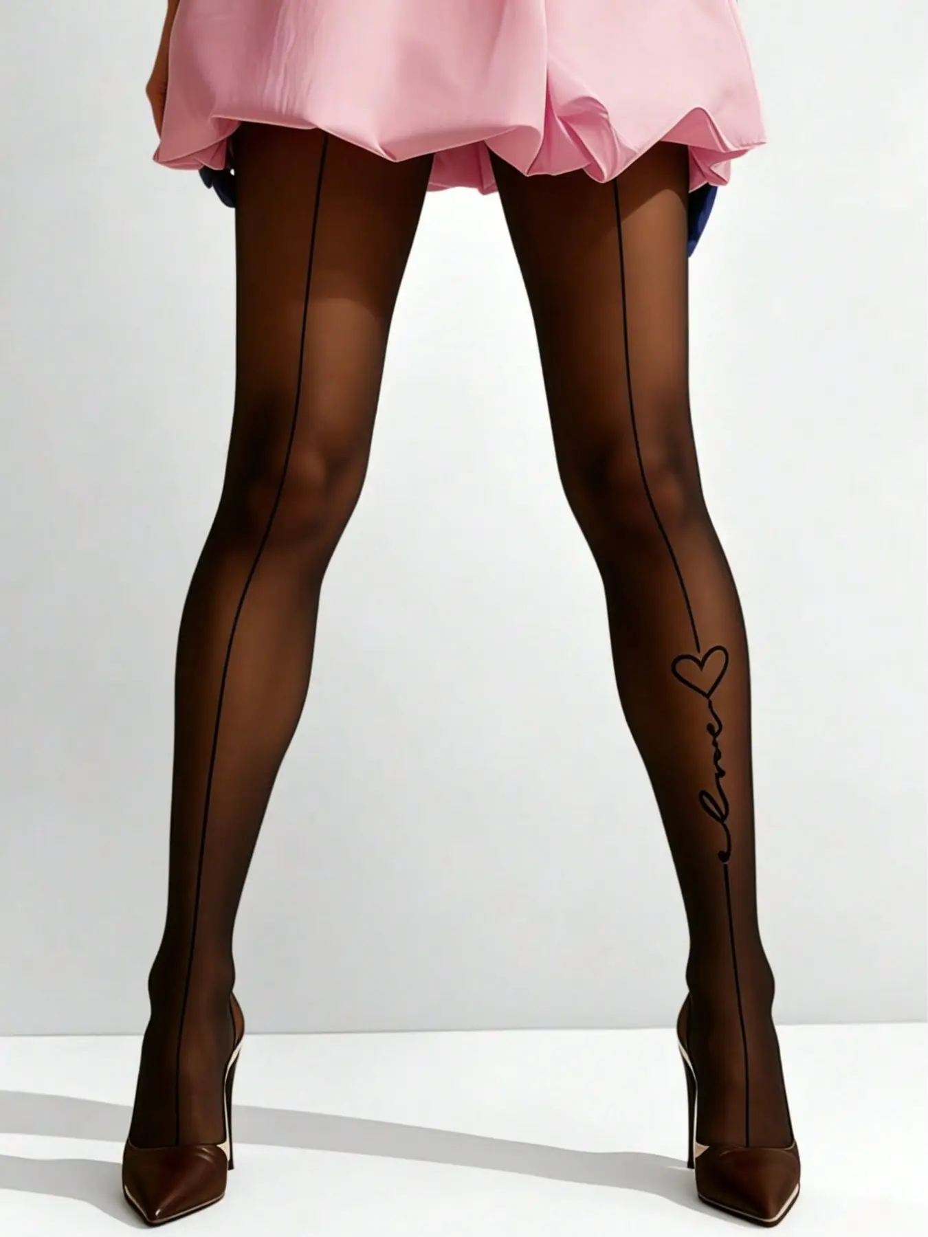 Women's Heart Pattern Sheer Pantyhose, Fitted Design for All Seasons, Ideal for Weddings & Festivals, Natural Waist Comfort, Womenswear