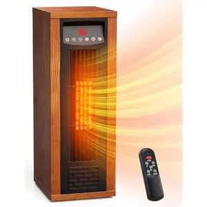 Ecotronic Airc 1500W Infrared Walnut Tower Heater with Thermostat, Remote, 3 Modes, 12H Timer, Tip-over & Overheat Protection, Child Lock for Indoor Use, Open box personal