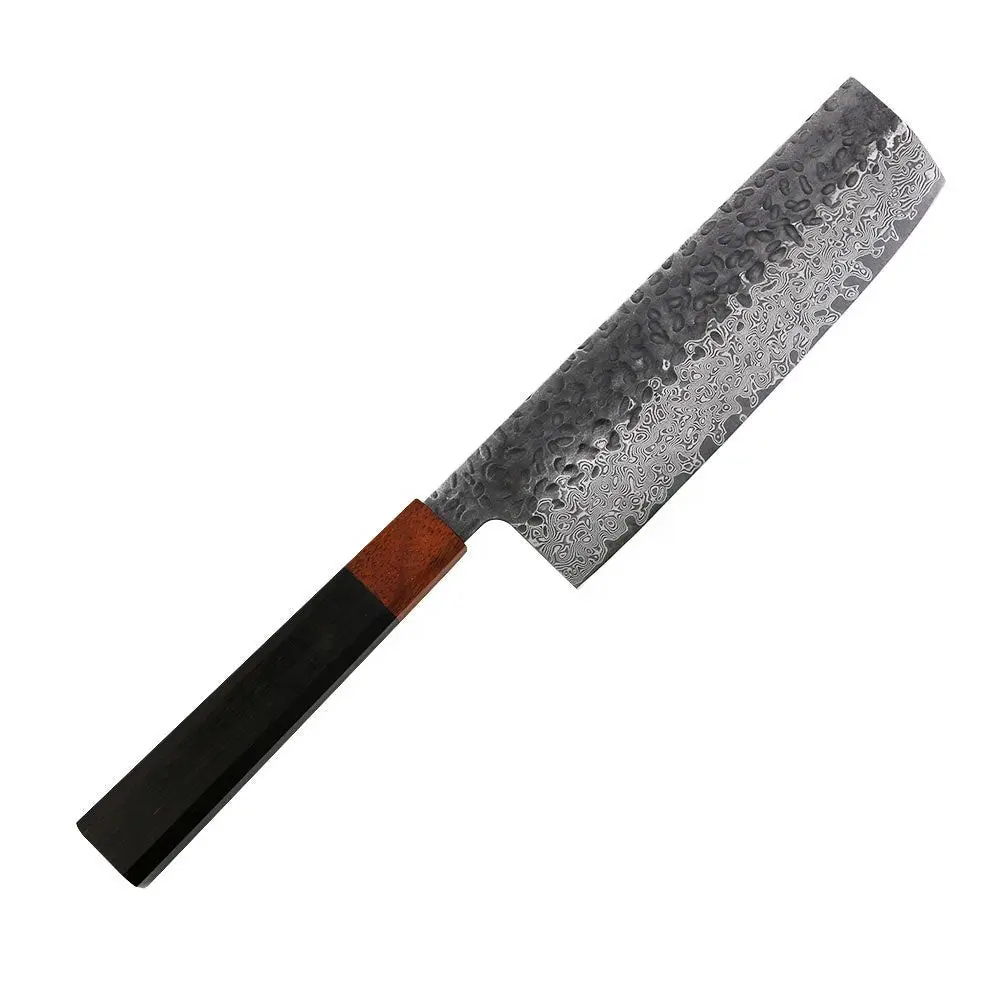 Lifespace Ergonomic Hand-Forged VG10 Damascus Steel Japanese Nakiri-Bunka Cleaver Knife - Precision Craftsmanship, 0.48 lbs, Bamboo Handle, Culinary Use for Kitchen Chefs, Gift Box Packaging, Durable