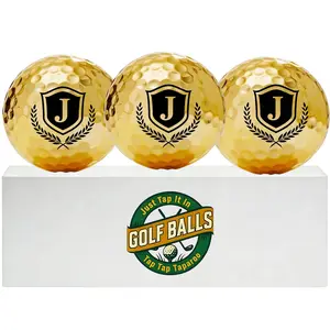Novelty Golf Gifts for Men Unique, 3 pcs Golden Golf Balls with Gift Box, Cool Golf Accessory for Golfers, Golf Lovers, for Birthday and Father's Day Gift
