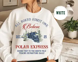 Polar Express Sweatshirt Christmas Movie Polar Express Ticket T-Shirt Christmas Holiday Sweater Xmas Crewneck Hoodie Christmas Gift For Family