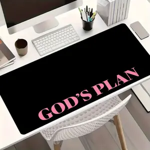 1pc Minimalist Black God's Plan Quote Large Gaming Mouse Pad, Extended XXL Desk Mat, Stitched Edge, Non-Slip Rubber Base, Perfect for Students, Office Workers, Daily Home Desk