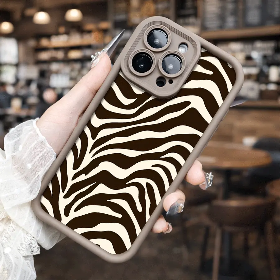 Zebra Print Pattern for phone case, compatible with iPhone 17 Pro Max, 16 Pro Max，15 Pro, 14, 13, 12, 11, XR, XS Plus, SE, Mini. Made from soft TPU shock-resistant silicone material, this stylish street-style gift is perfect for any occasion.