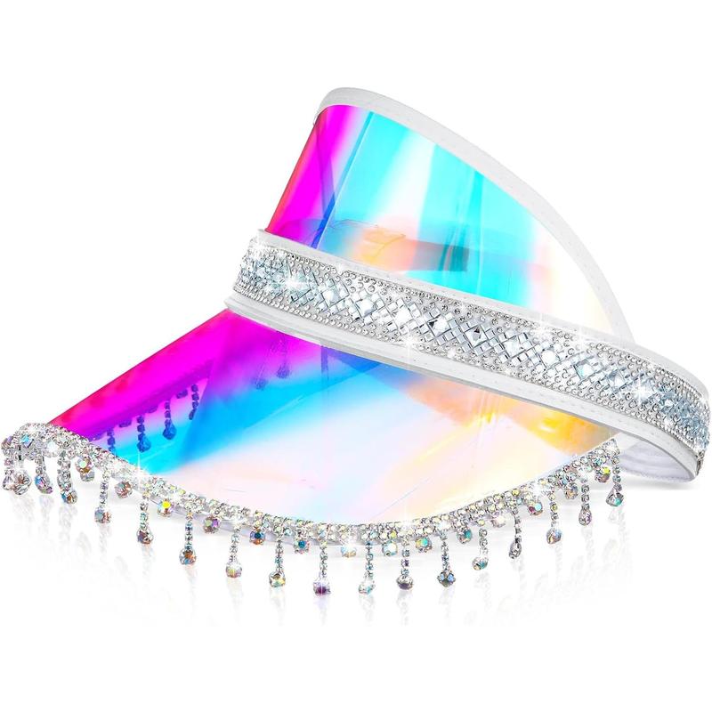 Bling Rhinestone Sun Visor Hat for Women Iridescent Tennis  display picture 1