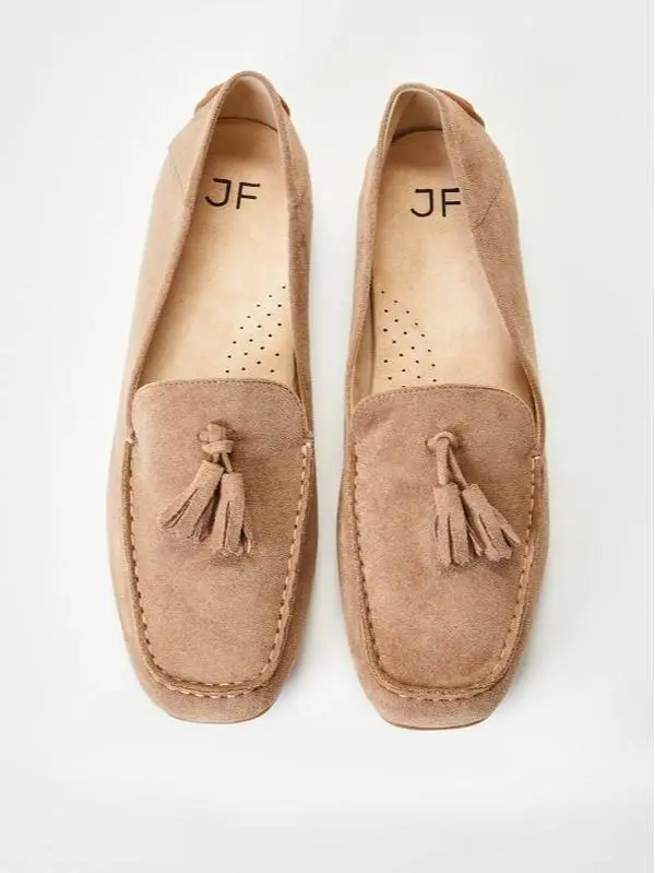 JUSTFAB Women's Casual Anti-Slip Loafer Flats - Lightweight, Flexible, Cushioned Arch Support Insole, Breathable Walking Shoes with Secure Grip Footwear, Anti Slip Loafers