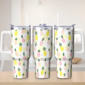 Ceovfoi 40oz Pineapple Tumbler with Handle