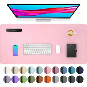 Aothia Leather Desk Pad Protector, Mouse Pad, Office Desk Mat, Non-Slip PU Leather Desk Blotter, Laptop Desk Pad, Waterproof Desk Writing Pad for Office and Home (31.5" X 15.7", Fairy Pink) Aothia