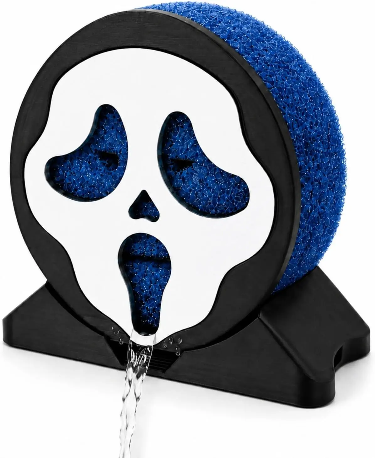 3D Printed Self-Draining Sponge Caddy, Spooky Ghost Mask Sponge Holder for Kitchen Sink,Horror Kitchen Decor, Halloween Goth Sink Organizer for Sponges and Scrubbers, Ghost Novelty Kitchen Gadget