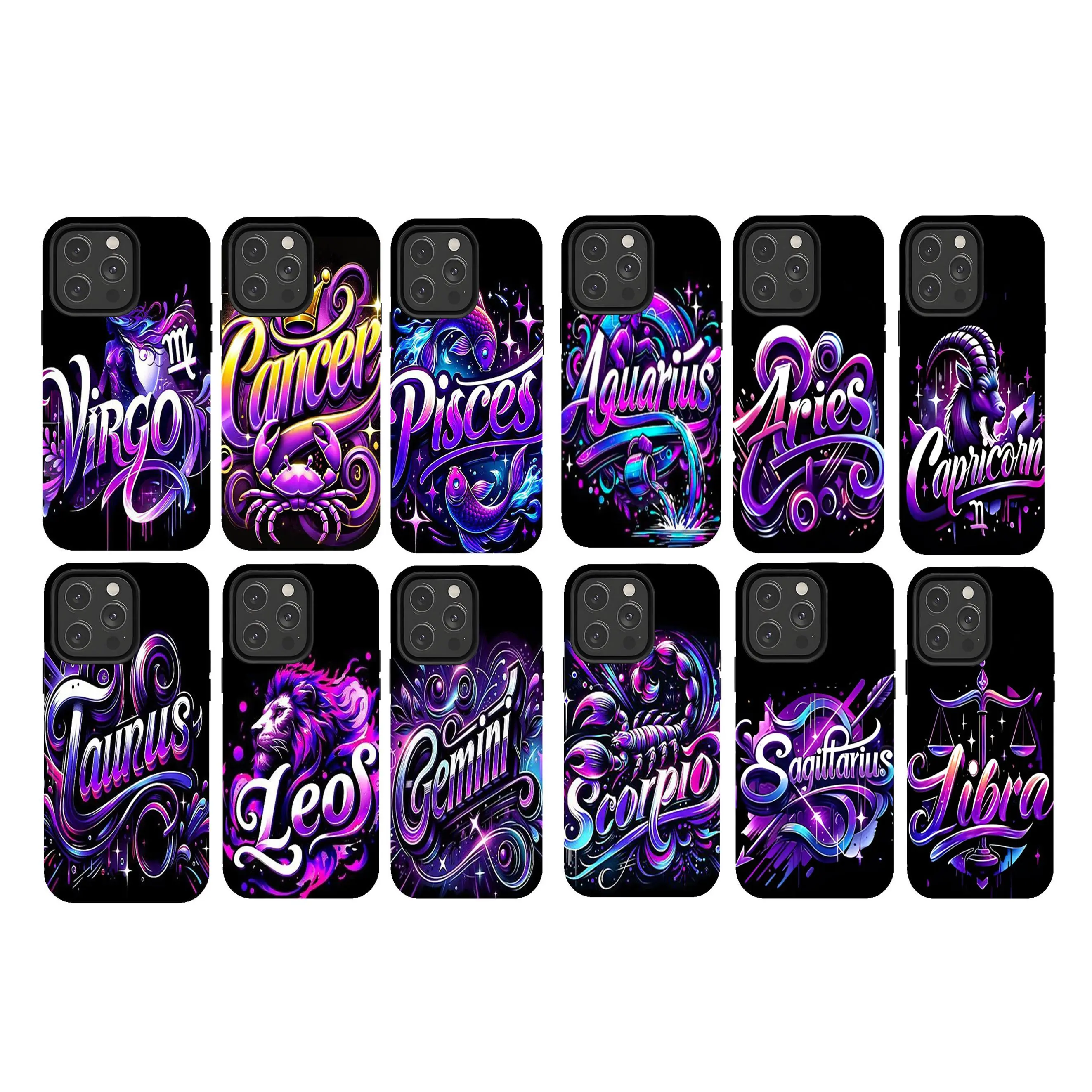 Purple Zodiac Stars Themed TPU Smartphone Case - Shockproof, Durable Handheld Cellphone Accessory with Protection & Precise Cutouts for iPhone 17-11, Pro Max, Pro Plus, Casing