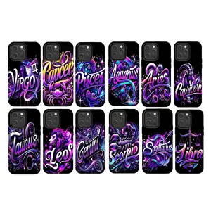 Purple Series Zodiac Signs Themed Phone Case Protection, Shockproof For IPhone 17-11, Pro Max, Pro Plus Safety Case Protection Durable Stars