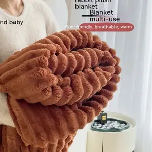 Extra-Large Blanket 108in*90in*90in Thick Blanket Soft And Comfortable Warm 3D Rabbit Hair Double-Sided Blanket Warm Velvet Blanket Nap Blanket Air C