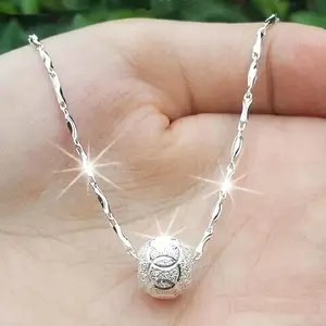 925 Sterling Silver Rotating Bead Necklace - Retro Unisex Casual Jewelry with Elegant Pendant, Durable Classic Accessory for Daily-Vacation Leisure Outdoor Use