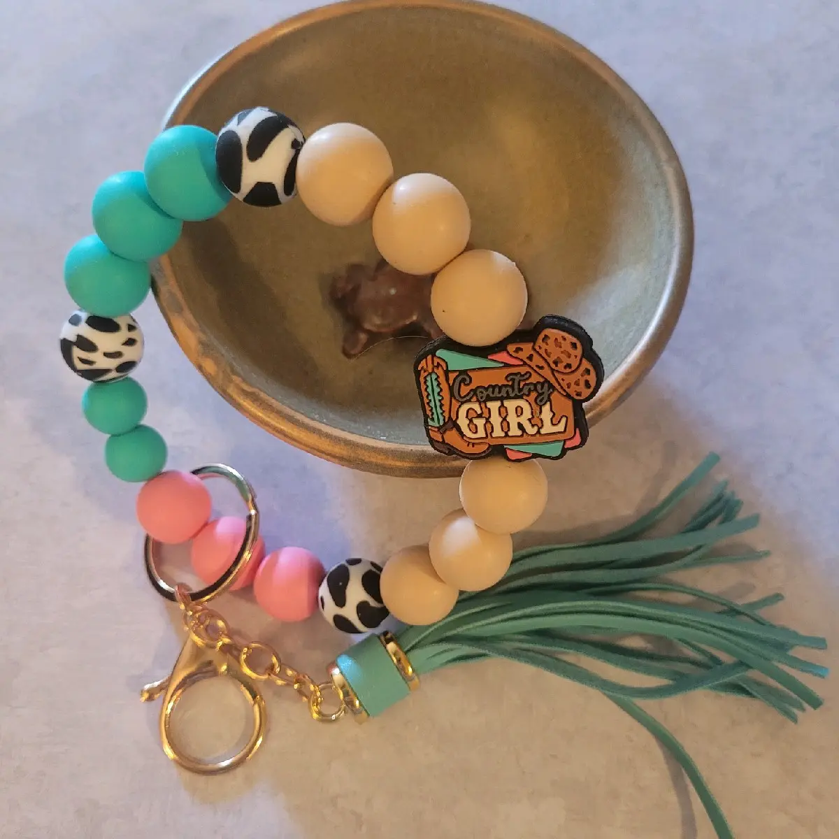 Country Girl Beaded Keychain Wristlet