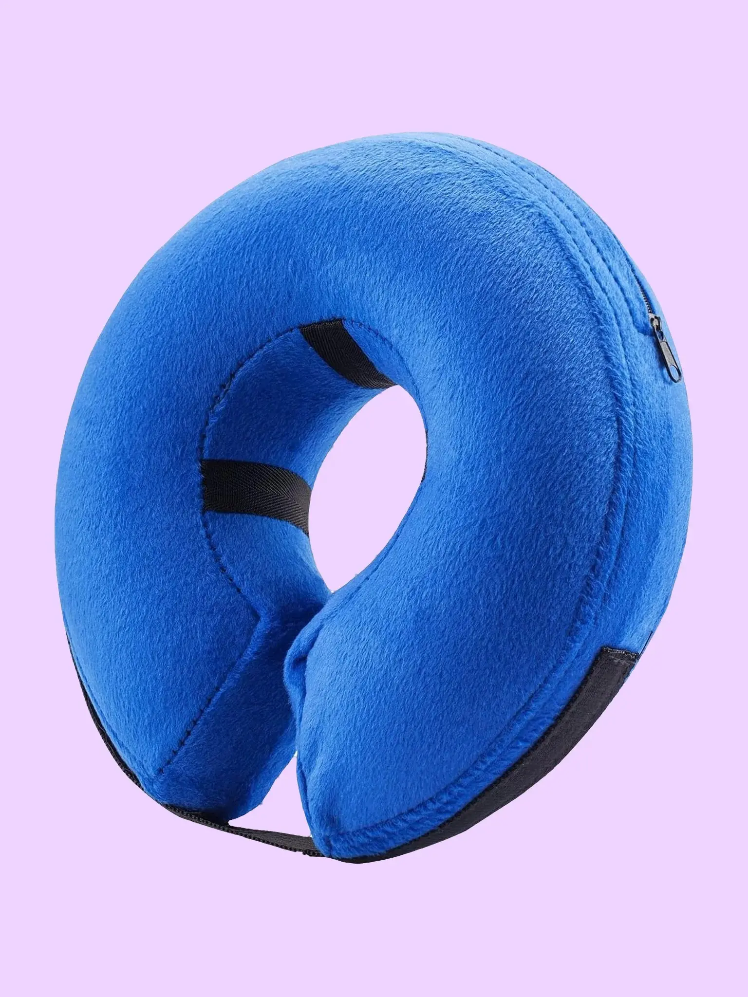 Soft Inflatable Donut Collar for Dogs & Cats - Plush Cone Alternative with Washable Cover - Blue or Grey, XS-XXL - Gift for Pet Owners & Vet Techs