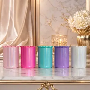 Live Claim Only Holographic Shimmer 17oz Glass Coffee Mugs with bling Lids and Straw in Vibrant Colors Drinkware for Stylish Beverages