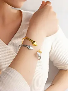 Snake Open Bracelet, Stainless Steel, Simple and Stylish Accessory, Perfect for Daily Wear, Party, Birthday Gift