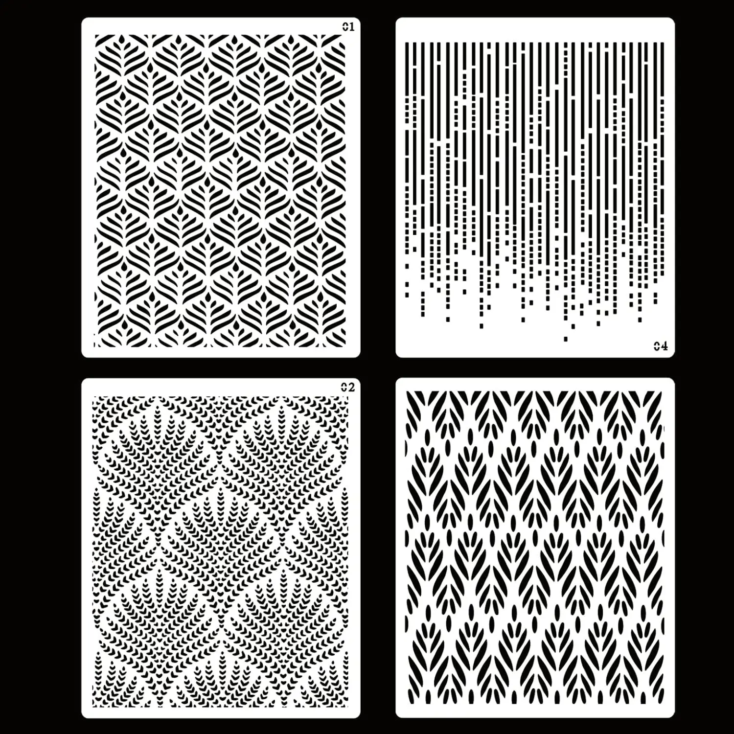4 Pcs Floral Wedding Cake Stencils - Reusable Buttercream Templates for DIY Baking Decor