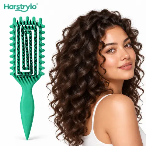 Harstryio Open Back Curly Hair Brush, Vent Detangler Comb for Wet & Dry, Gentle Scalp Hair Brush, Holiday Gift for Women & Girls