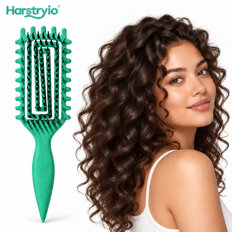 Harstryio Open Back Curly Hair Brush, Vent Detangler Comb for Wet & Dry, Gentle Scalp Hair Brush, Holiday Gift for Women & Girls