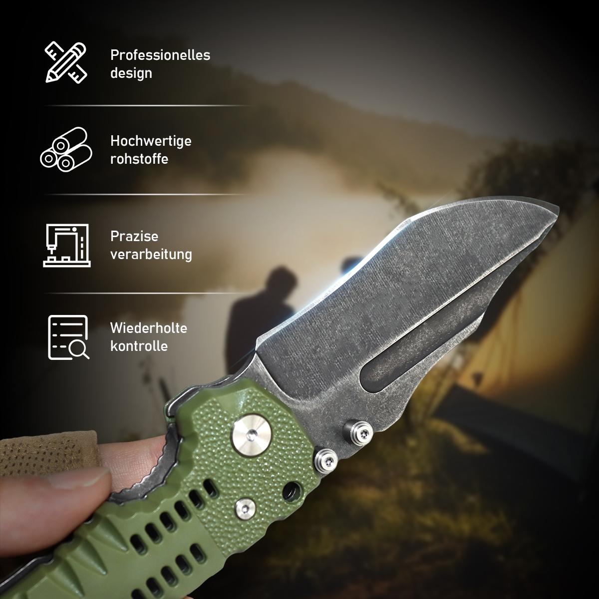 Portable Camping Hiking Folding Knife，Tactical OD Green EDC Folding Pocket Knife, Ultimate Outdoor Survival Tool for Camping Hiking