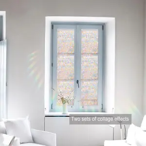 Vibrant Floral Window Sticker (30x120cm), Static Cling Decorative Glass Decal for Bedroom & Classroom Decor, Xc20007