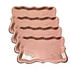 Elegant Rose Gold Rimmed Rectangular Paper Plates, 9x13 Inches, Perfect for Dessert Display, Table Parties, Cupcake Displays, Birthdays, Weddings