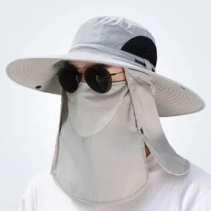 Men’s Sun Protection Bucket Hat with Neck Flap – Detachable Face Cover Fishing Hat for Outdoor Activities, Hiking, Camping, Fishing