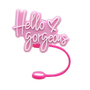 Hello Gorgeous Straw Cover   2 Sizes Available  - Standard 6-8mm Diameter Straw & XL 10mm Diameter Straw  Silicone  Reusable Drinkware Straw Topper