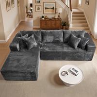 Without Ottoman Grey Left Chaise