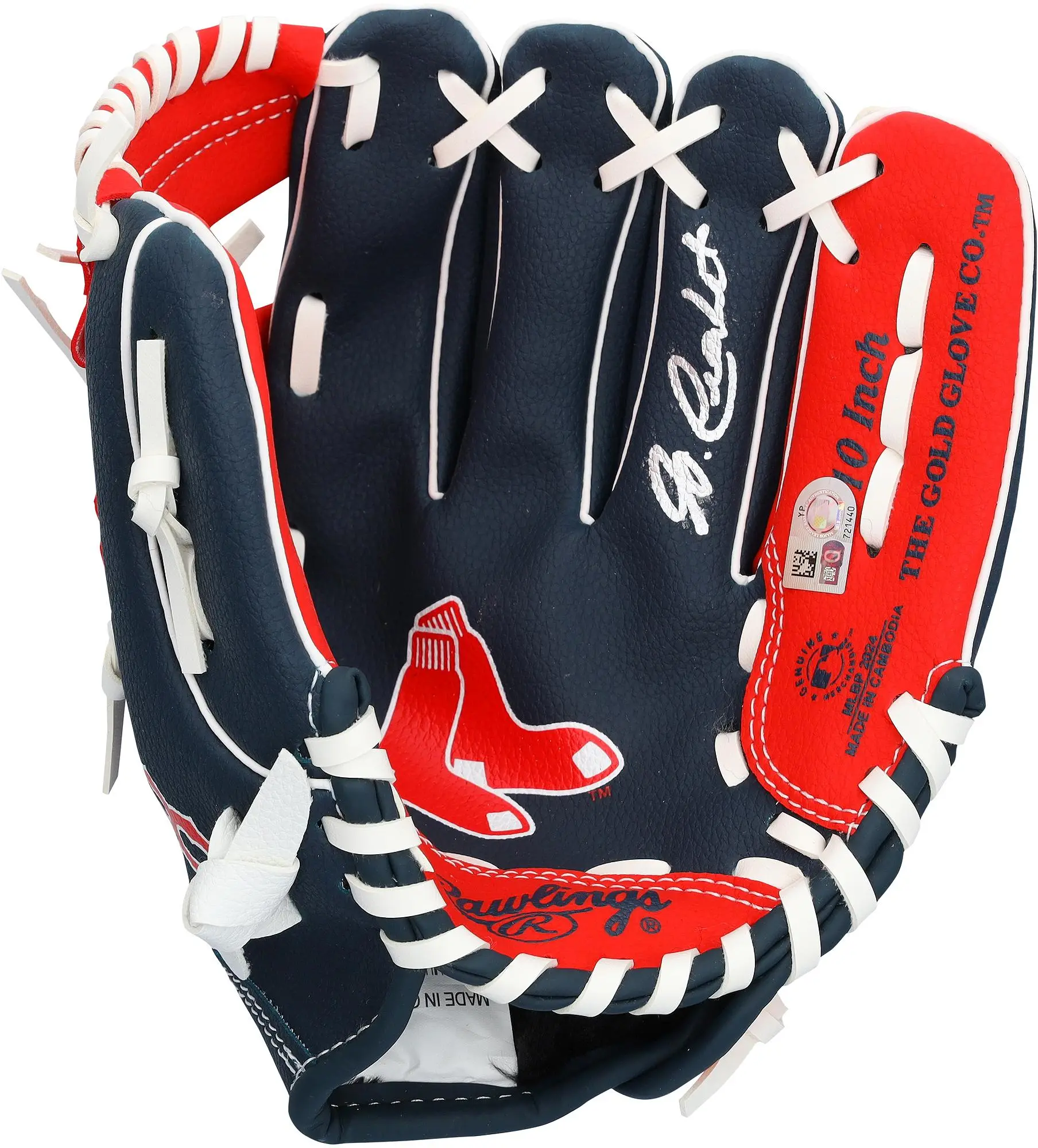 Garrett Crochet Boston Red Sox Autographed Rawlings 10" Collectible Team Logo Glove - Fanatics Authentic Certified