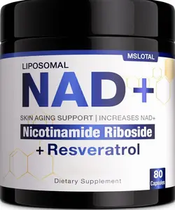 NAD+ Supplement - NAD Nicotinamide Riboside Resveratrol NAD Supplement 1000mg Pure Organic for Women and Men Anti-Aging, Energy, Focus, 80 Capsules