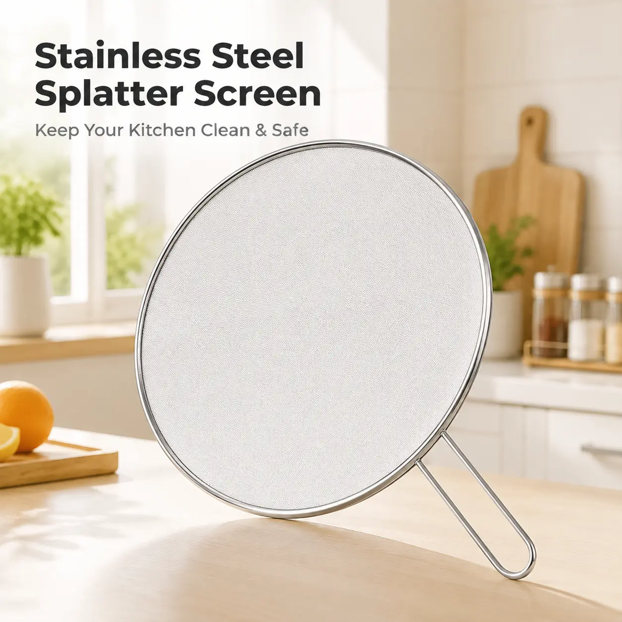 13-Inch Silver Stainless Steel Grease Splatter Guard - Kitchen Appliance Part for Frying Pans, Cooking Pots, Skillets - Ideal for Kitchen Use, Grease Guard