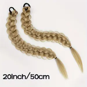 2pcs Women's Ponytail Hair Extensions, Synthetic Clip-In Braids, Straight Hair Style Basics, with Elastic Band, for Daily Wear, Hair Volume Enhancer
