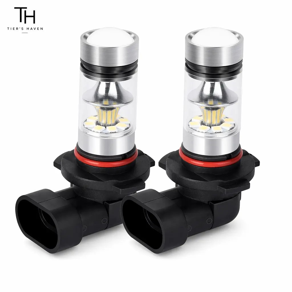 Tier's Haven 9005 9006 LED Fog Light Bulbs 2 Pack, 100W 6500K Cool White, 12V Ultra Bright Fog Lamp Replacement Kit for Most Vehicles, Plug & Play Car Lighting Accessories