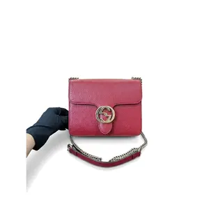 Pre-owned GUCCI GG Leather Shoulder Bags Flip Lock Bag Red Excellent S013260228029