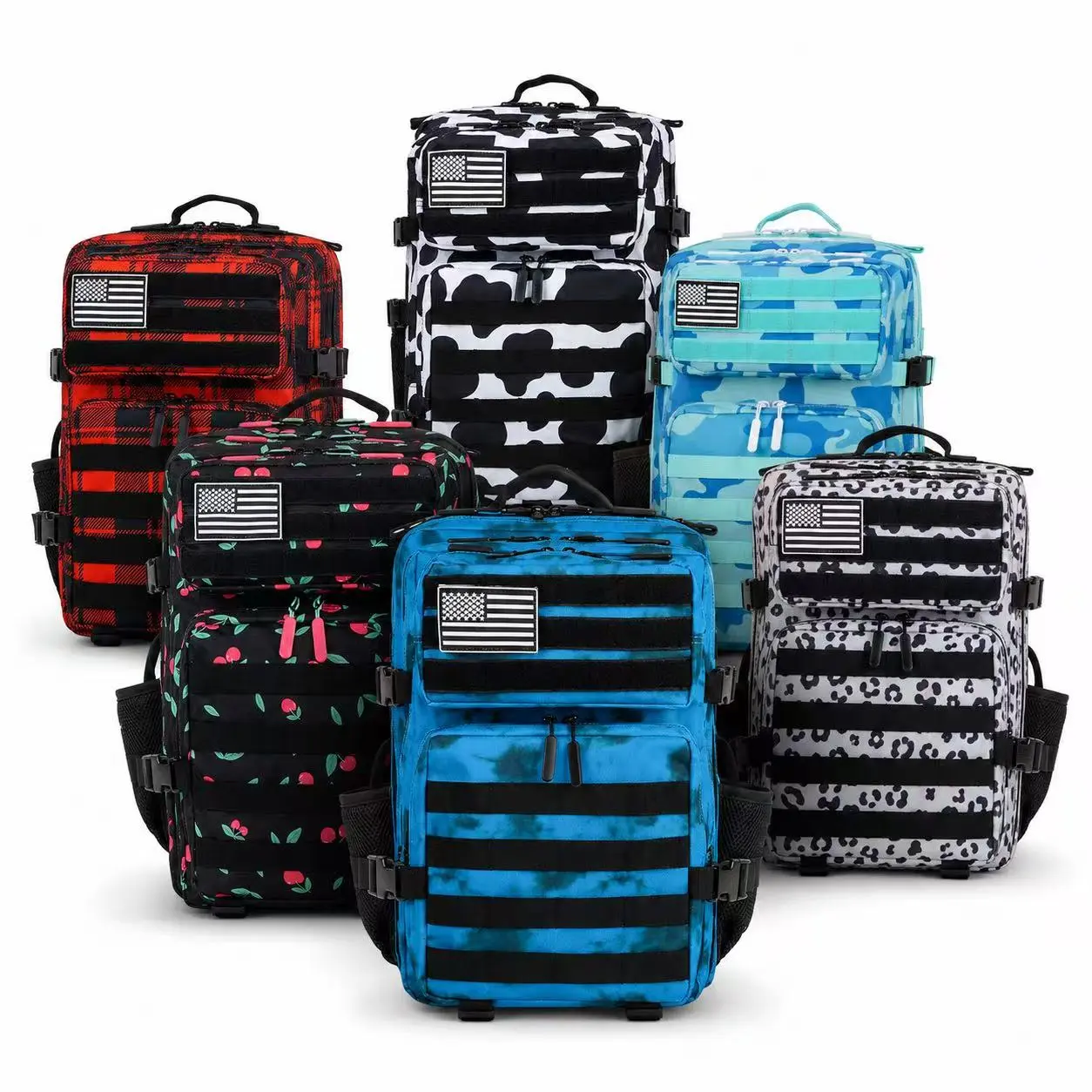45L Camo Tactical Backpack, Military Molle Assault Pack, Large Capacity Hiking Rucksack, Water-Resistant Outdoor Trekking Bag for Men Women