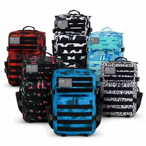 45L Camo Tactical Backpack, Military Molle Assault Pack, Large Capacity Hiking Rucksack, Water-Resistant Outdoor Trekking Bag for Men Women