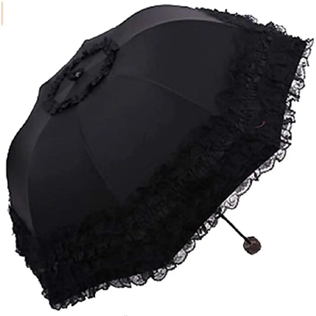 Foldable Lace Parasol Travel Sun Rain Umbrella Compact Anti UV Resistance Princess Sun Umbrella for Women &