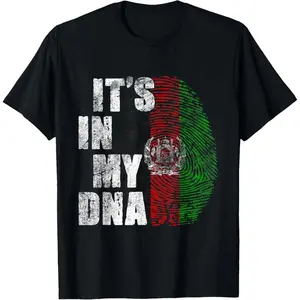 100% Cotton It's In My DNA Afghanistan Flag Shirt Funny Afghan Pride T-Shirt