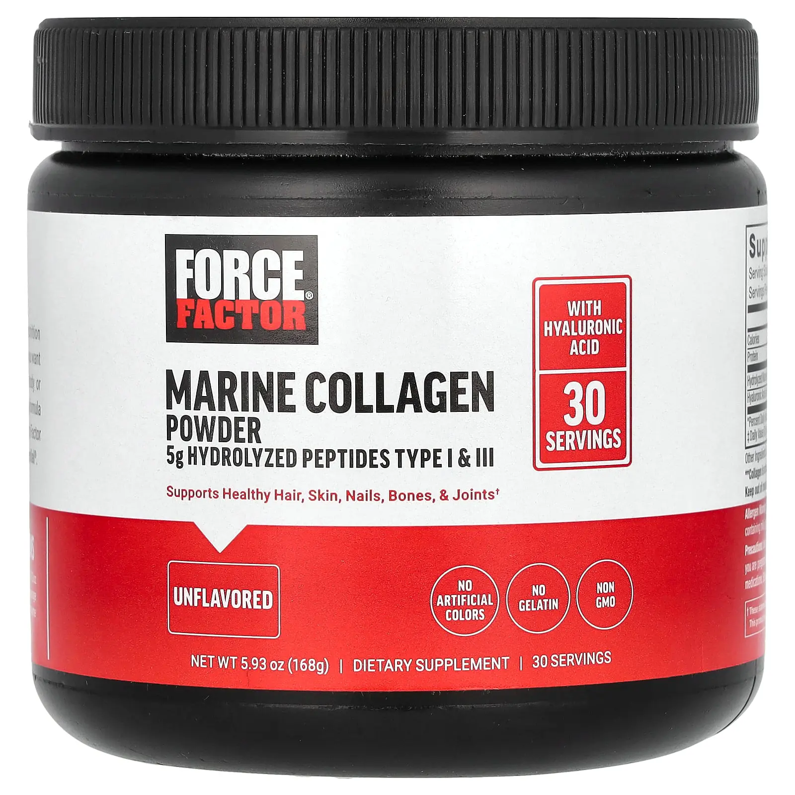 Force Factor Marine Collagen Powder, Unflavored, 5.93 oz (168 g)