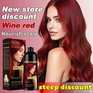 3 in 1 wine red（burgundy） Hair Dye Shampoo - Herbal Ingredients Can cover gray hairs, Contains Ginseng Extract, Natural Haircoloring，