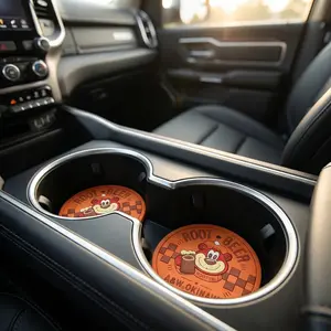 Bear Pattern Car Cup Holder Mat, Round Non-Slip Car Cup Pad, Durable Cup Mat for Vehicles and Home Use, Vehicle and Family Essentials
