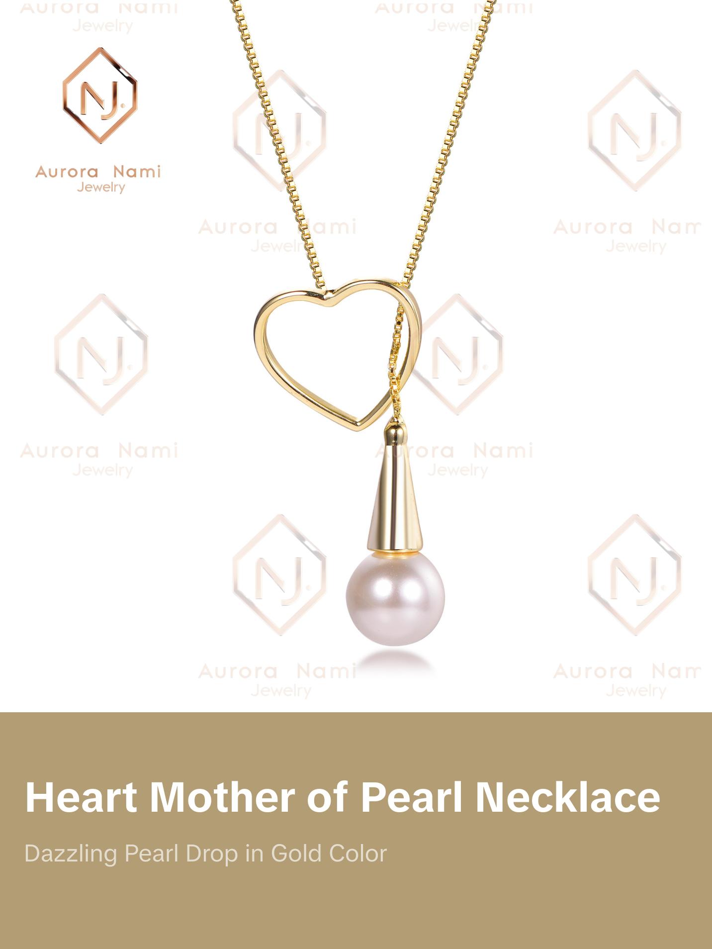Heart with Mother of Pearl Hoop Drop Necklace