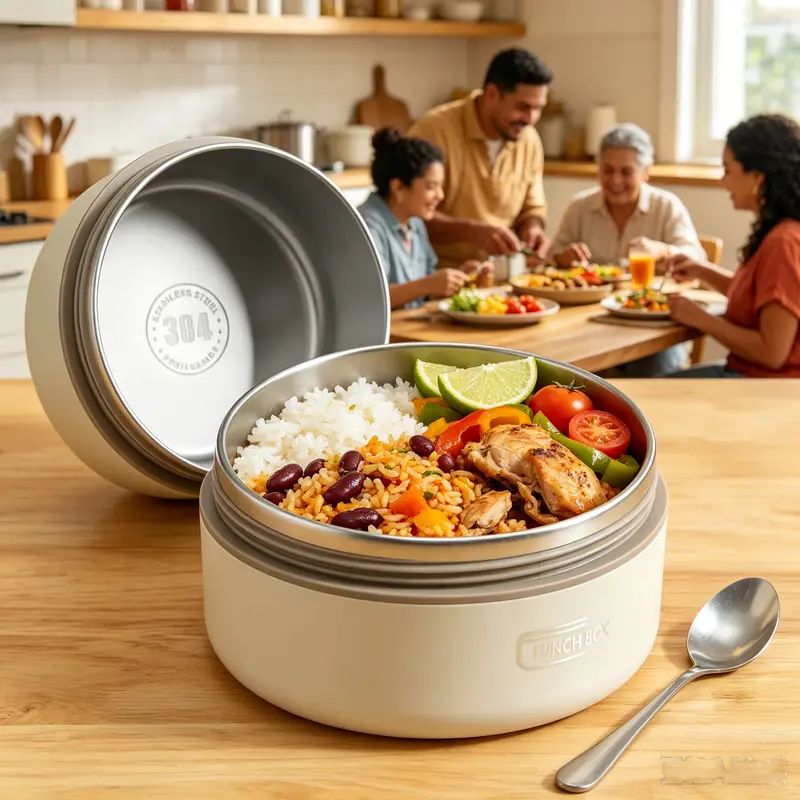 Portable Stackable Insulated Lunch Box Set - Food-Grade 304 Stainless Steel, 440ML-600ML Leak-Proof 3way Flavor Split Bento Boxes, Microwave-Safe, Insulated Bag Carry, Food-Safe Tableware, 2-hr Warm Hold, Hot/Cold/Fruit Sep, for Adults Kids Lunch Packing