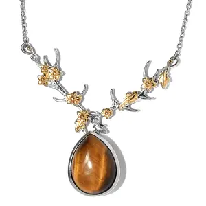 Platinum 18K Yellow Gold ION Plated Gemstones Necklace for Women Jewelry Size 18" Birthday Christmas Gifts